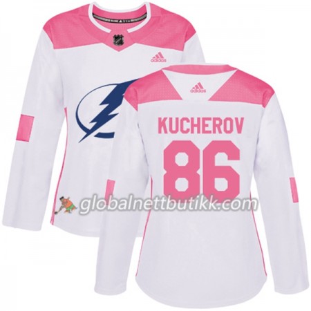 Tampa Bay Lightning Hockeydrakt Nikita Kucherov 86 2017-2018 Hvit Rosa Fashion Adidas Authentic - Dame